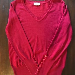 Ambiance Red V-neck Sweater Size L